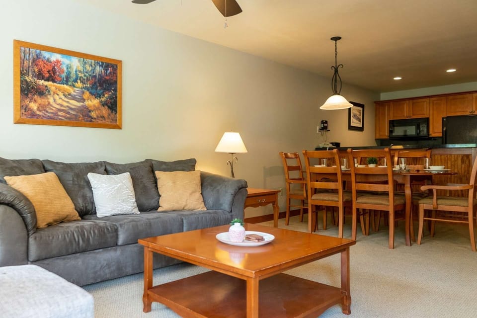 Enjoy a cup of coffee while sitting in the living room planning your day’s activities.
