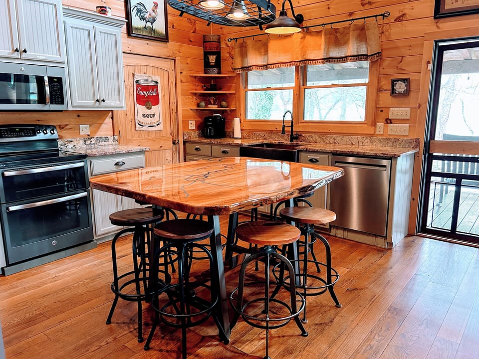 Listen to the creek while cooking in this gorgeous Farmhouse kitchen!