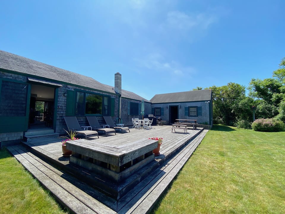 Large private backyard patio / deck and yard