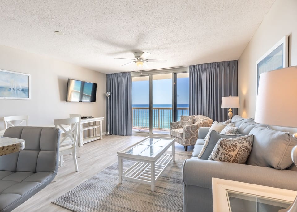 1009 Pelican Beach - Gorgeous living space looking out to beautiful Gulf waters
