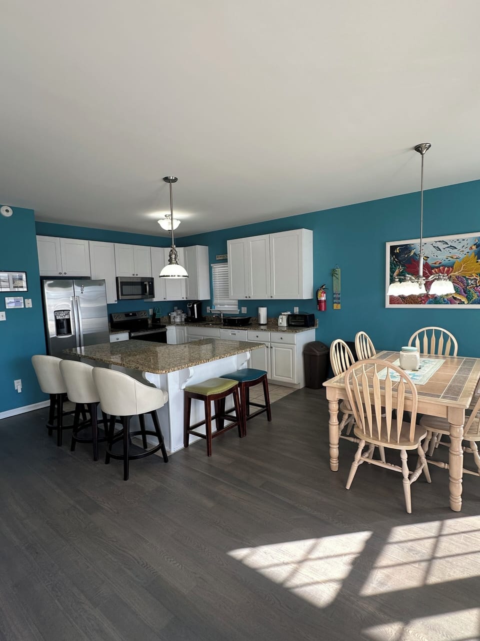 Open dining and kitchen area