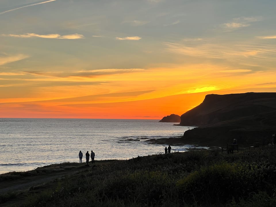 Sunset on Polzeath Beach from New Polzeath.
