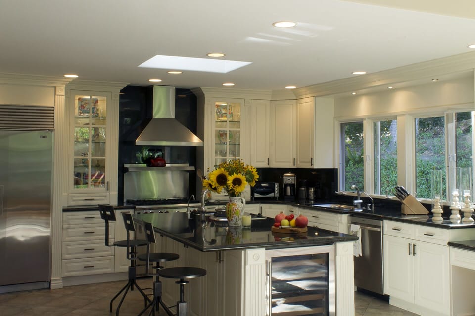 Kitchen w/wine fridge + Subzero/Wolf appliances & every type of cookware.