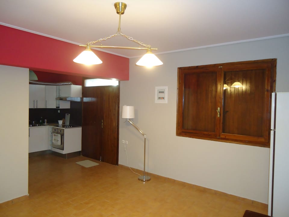 Kitchen opening to living area
