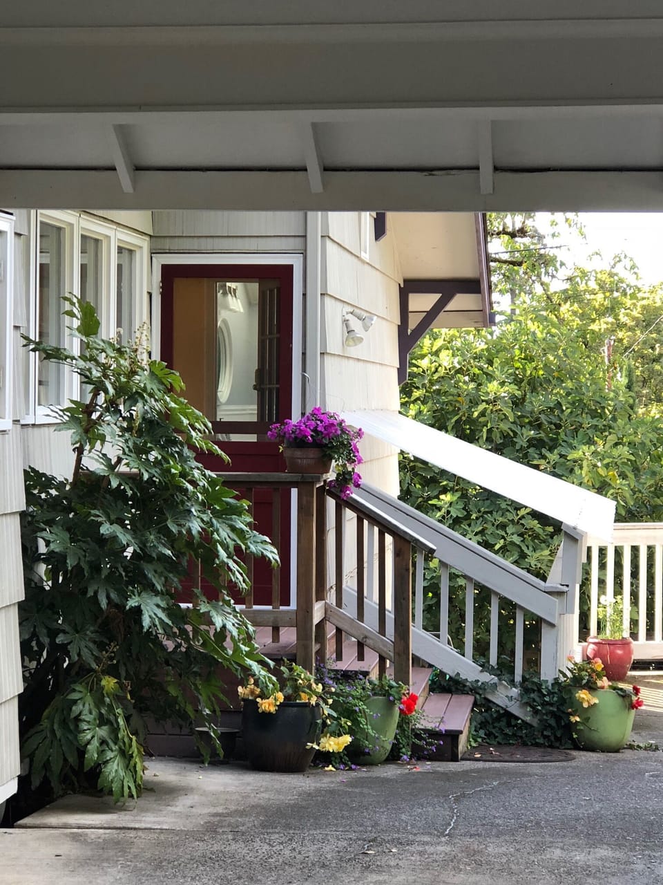 Driveway facing side entrance