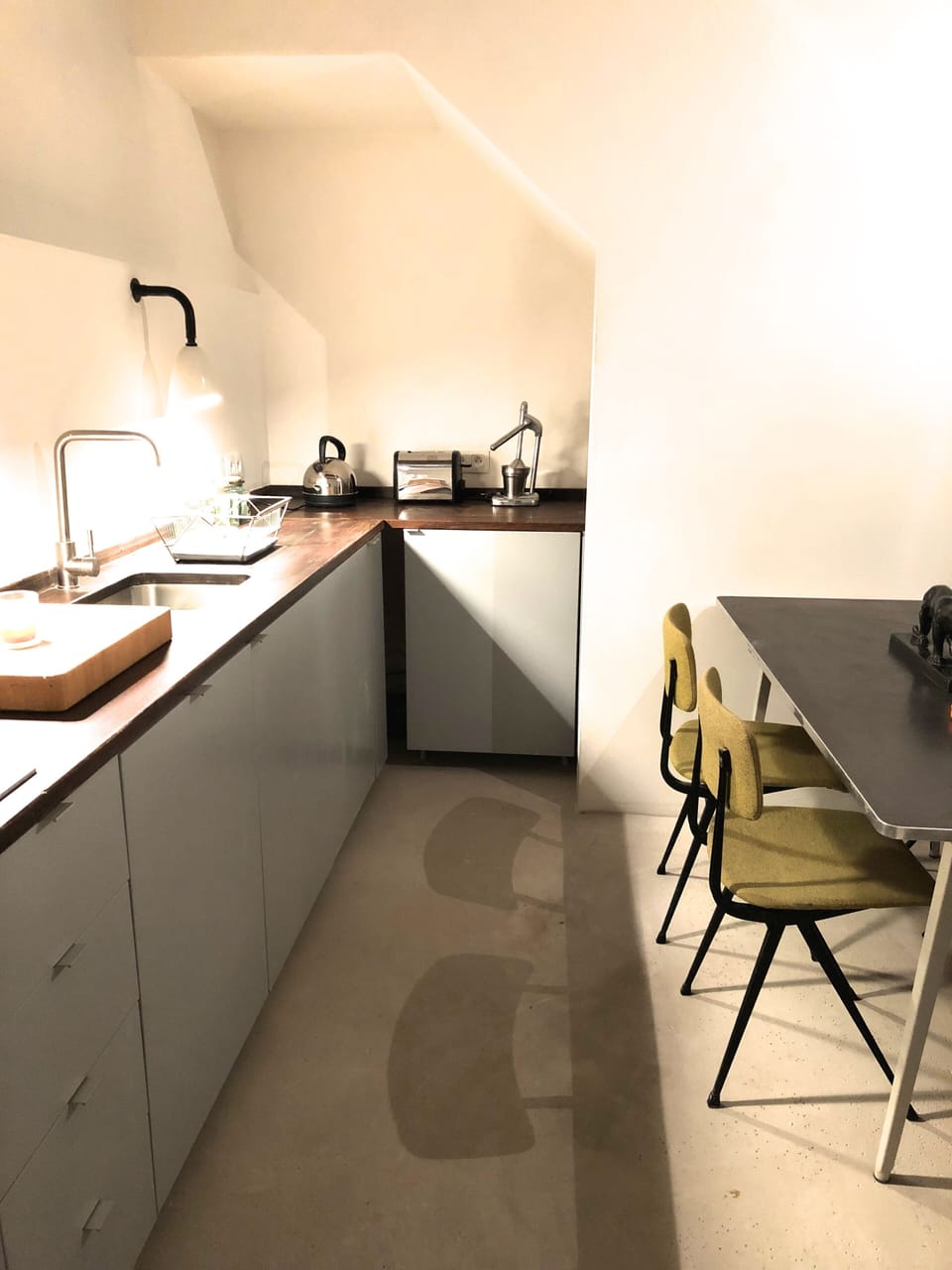 the kitchen all in a line