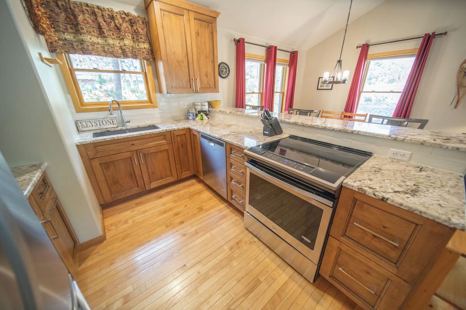 New countertops and wood flooring
