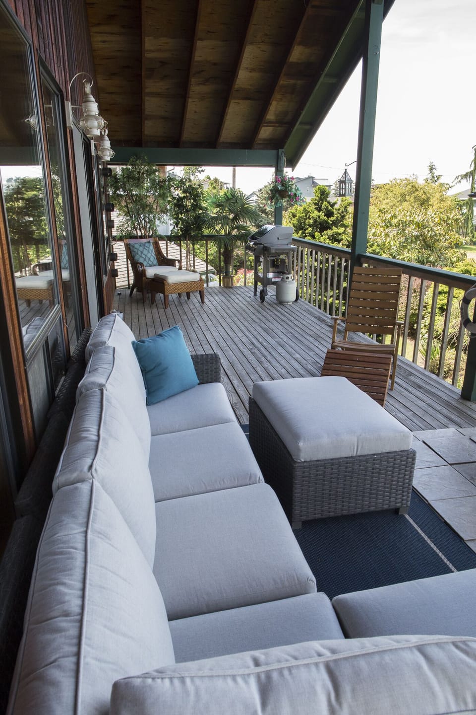 Huge deck with BBQ, fire table and view of the Olympic Mountains and Cultus Bay.
