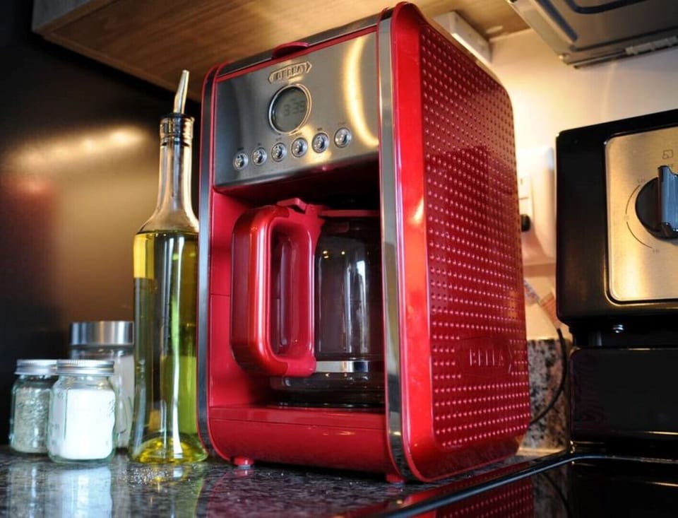 The basics are included - Salt, pepper, coffee, olive oil and coffee filters
