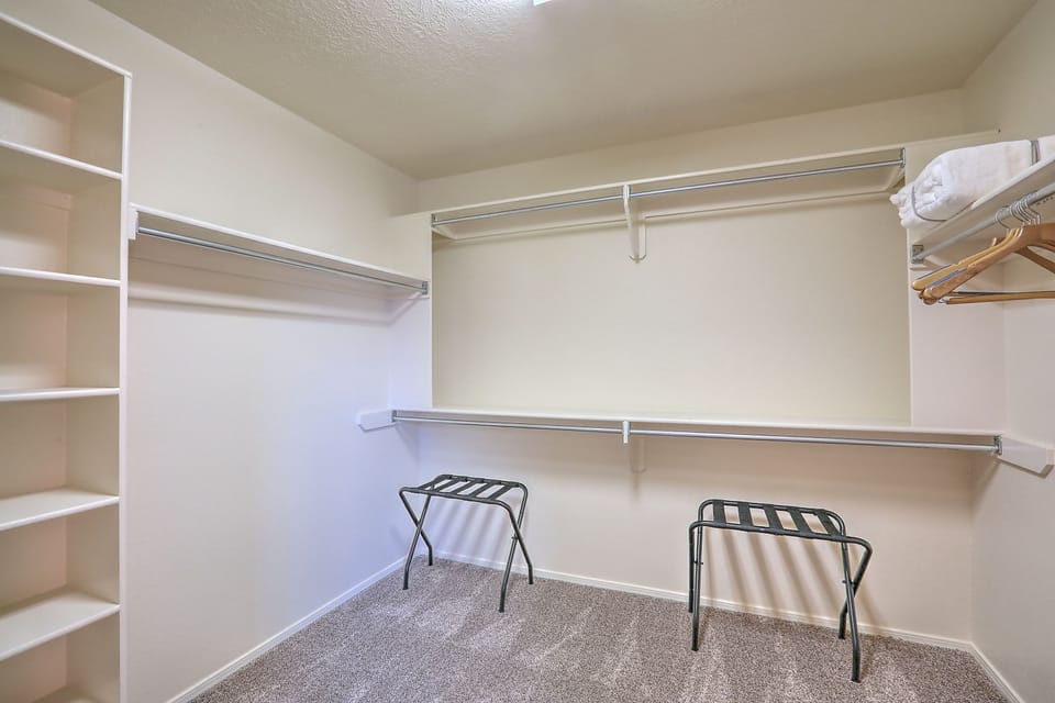 Spacious walk-in closets