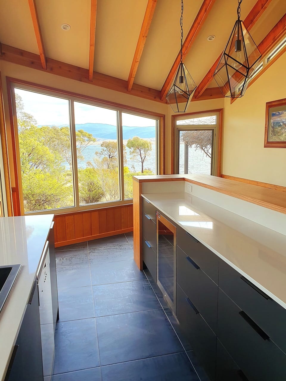 Expansive views of Lake Jindabyne from the new kitchen area.