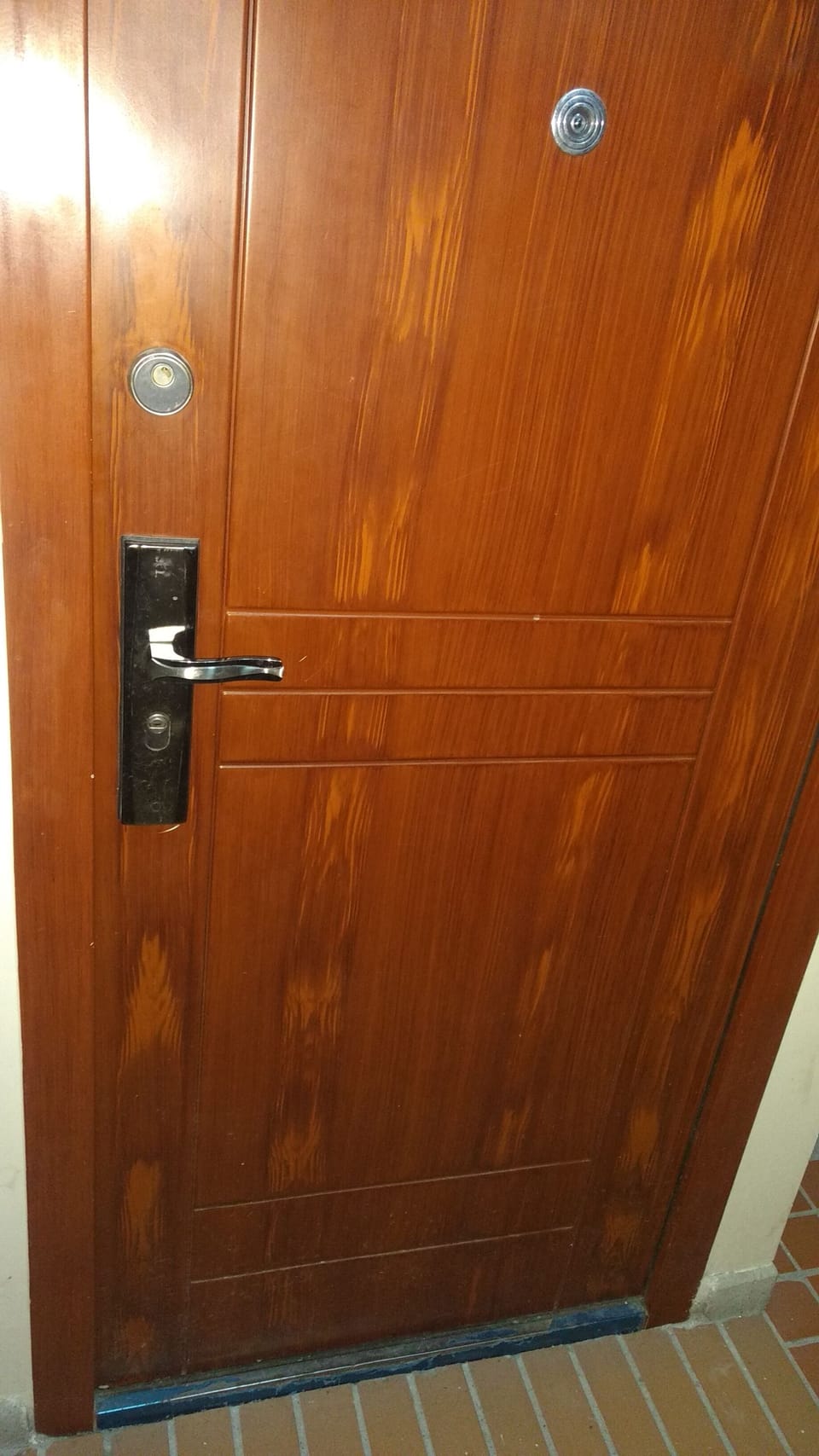 Puerta de seguridad termoacustica con 2 chapas de llaves especiales y ojo mgico.