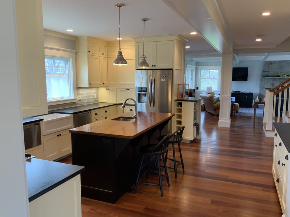Kitchen view looking into the family room