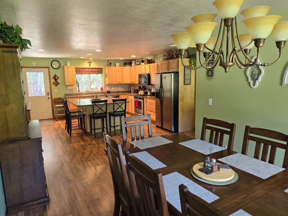 With the dining room and the island, you can seat twelve people, comfortably.