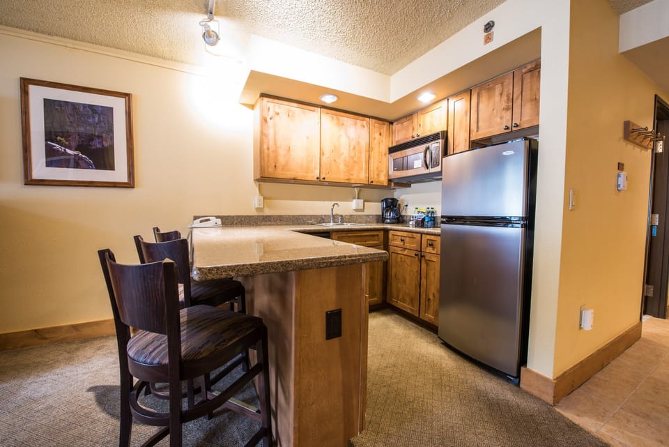 The kitchenette comes equipped with everything you need.