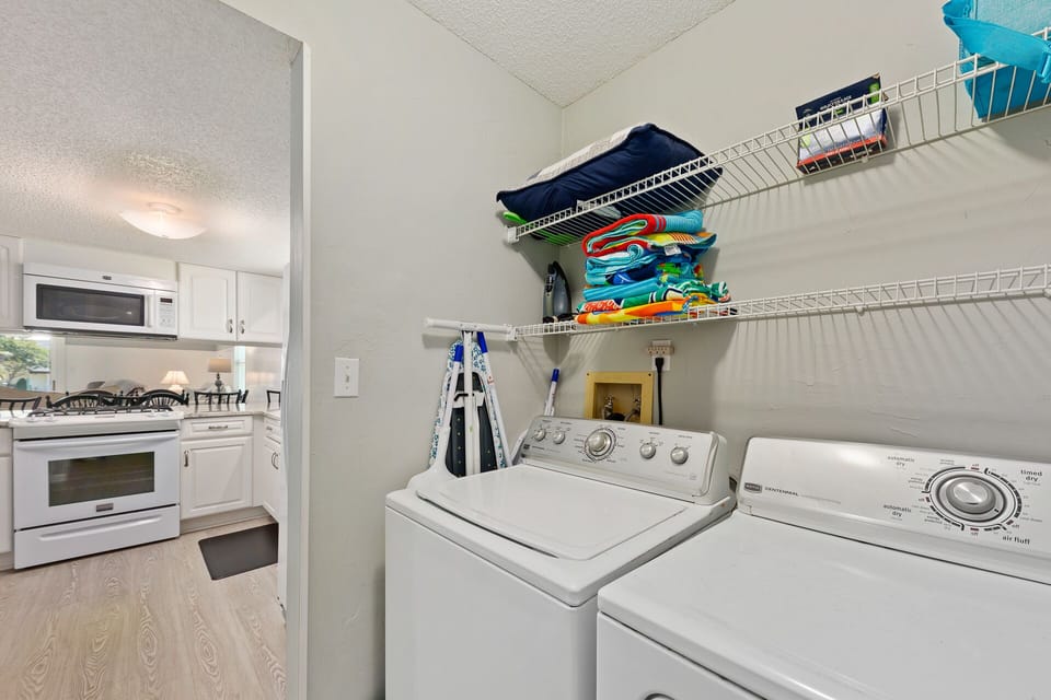 private washer / dryer right off the kitchen
