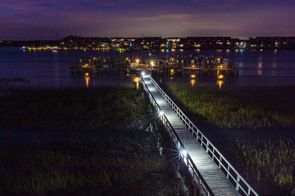 Night view of the fishing docks.