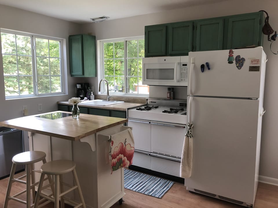 Stocked kitchen.