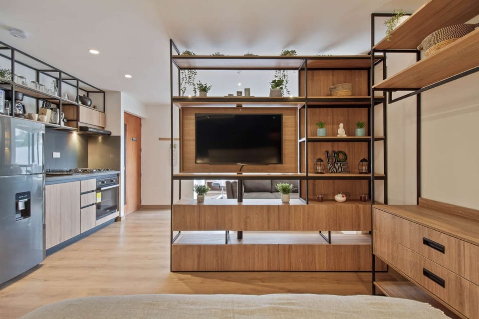 Kitchen and View From Bed