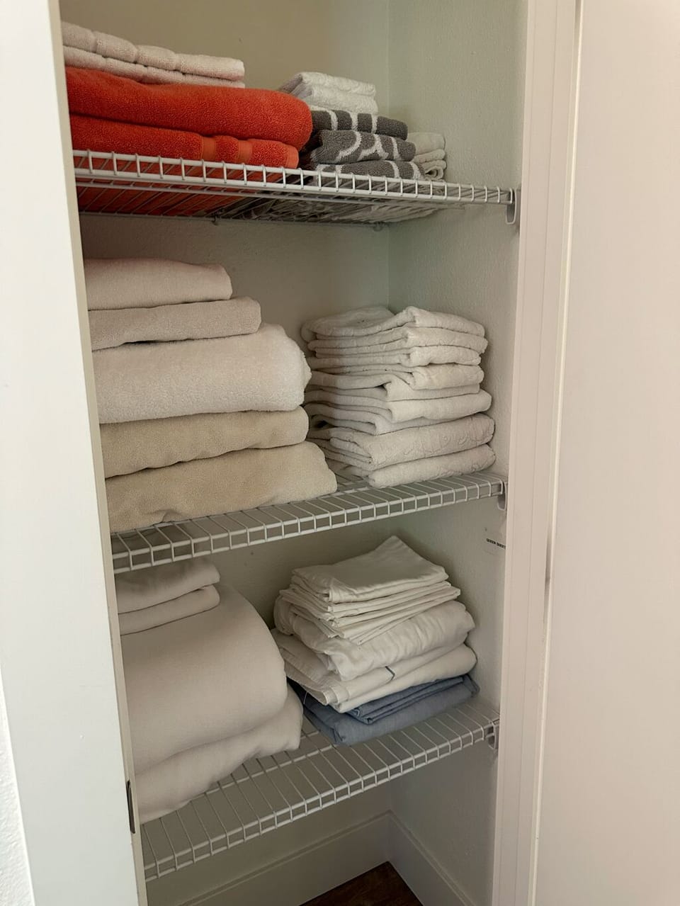 Plenty of extra towels, linens, pillows and blankets
