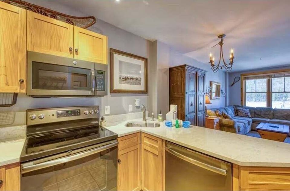 Kitchen has high end finishes