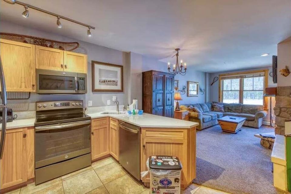 Kitchen has high end finishes