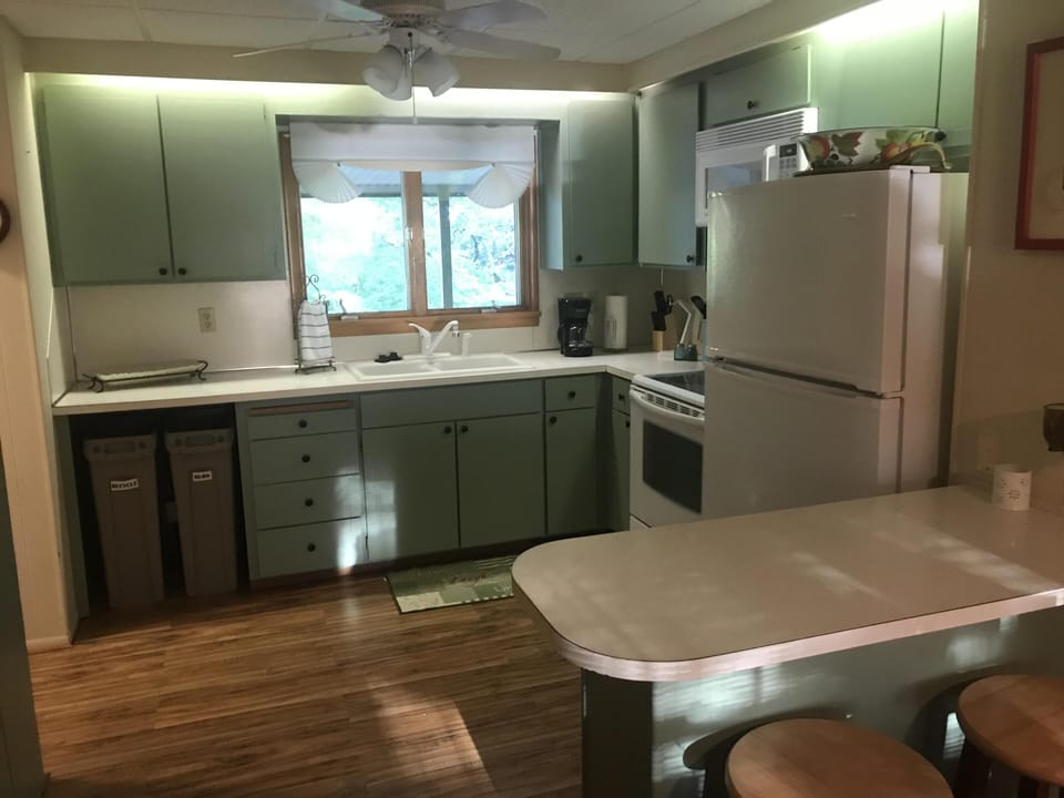 Fully stocked kitchen . 