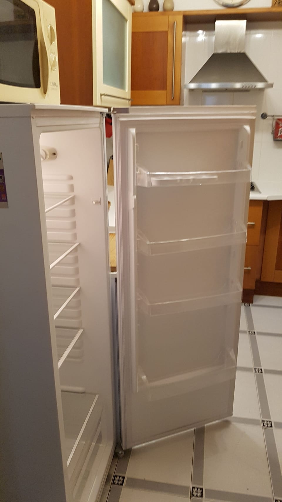 Large larder fridge for all your drinks and food, plus a separate freezer