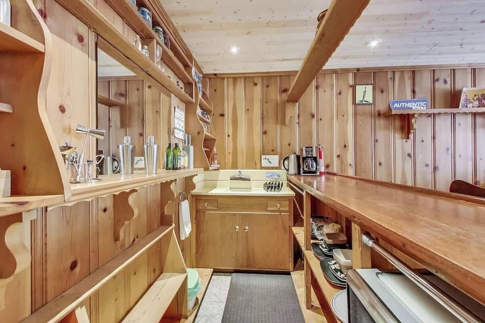 Galley-style kitchen...