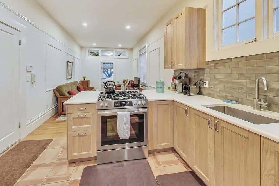 newly remodeled kitchen with living area