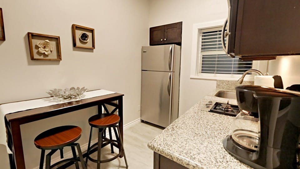 Kitchen table and bar stools, cozy spot for morning coffee!