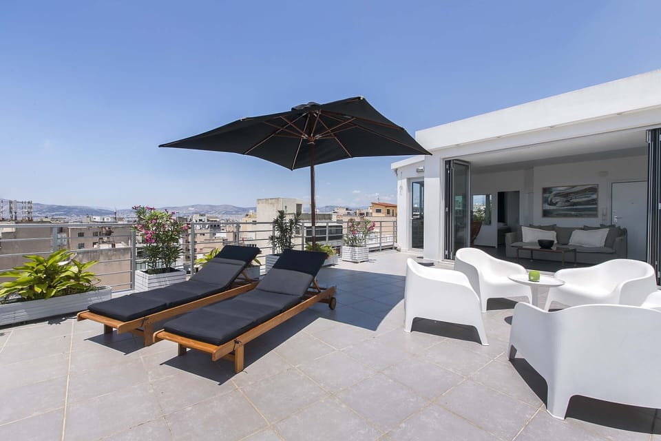Large private Terrace overlooking the city of Athens.