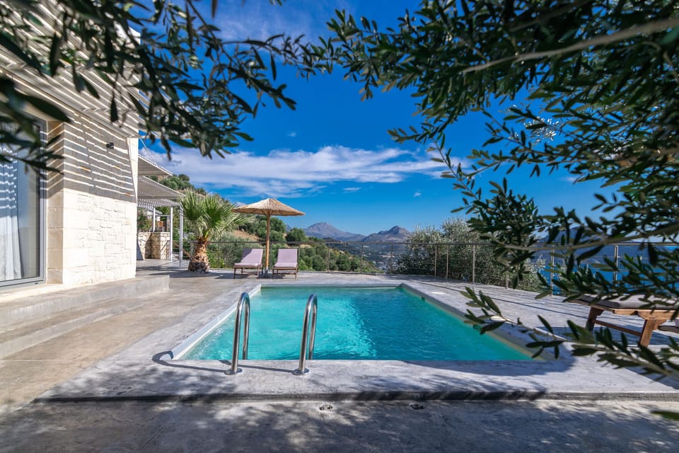 Swimming pool area of incredible sea view villa,Private pool,Tavern,Plakias,Crete