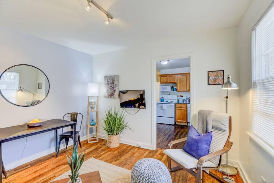 Comfortable seating and a smart TV make this living room perfect for downtime.