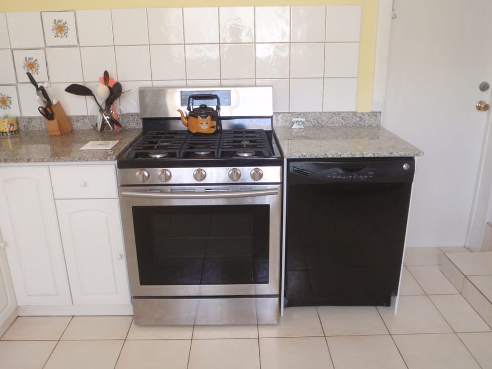 New Gas stove and dishwasher. Most Aruban homes do not have a dishwasher