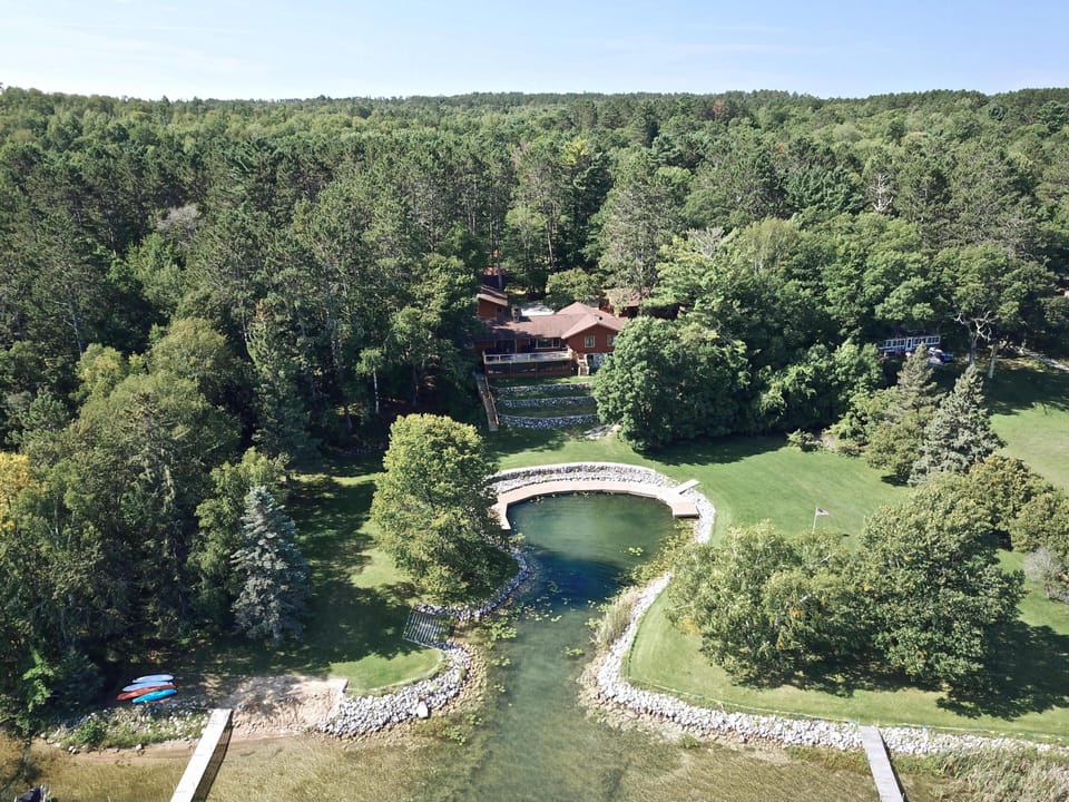 Aerial view from lake - marina
