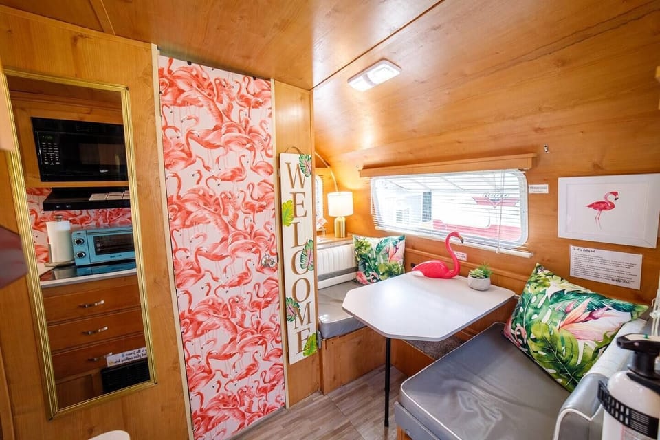 Dining booth area that converts into a small twin size bed