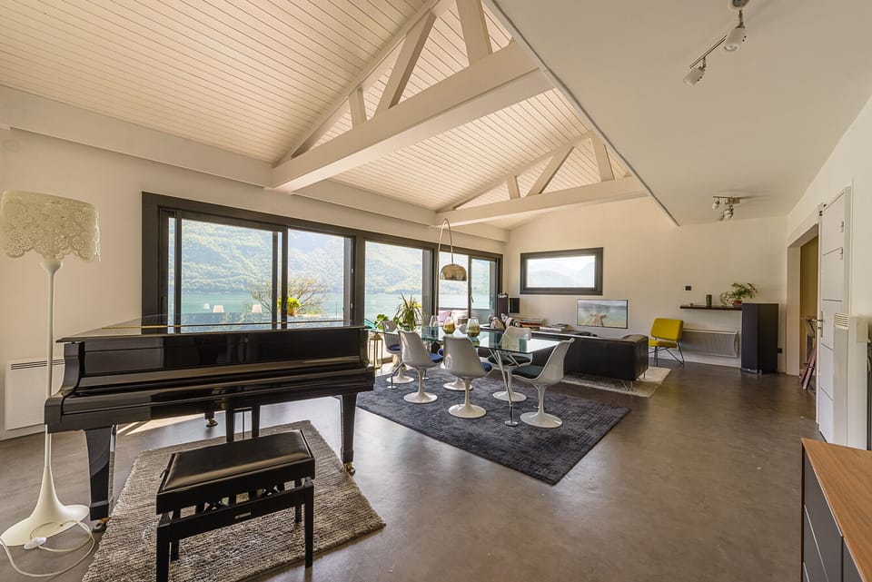 Living room with lake view
