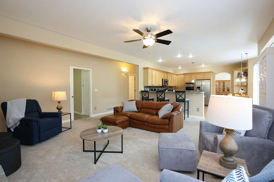 The main floor family room offers plenty of room to gather together.
