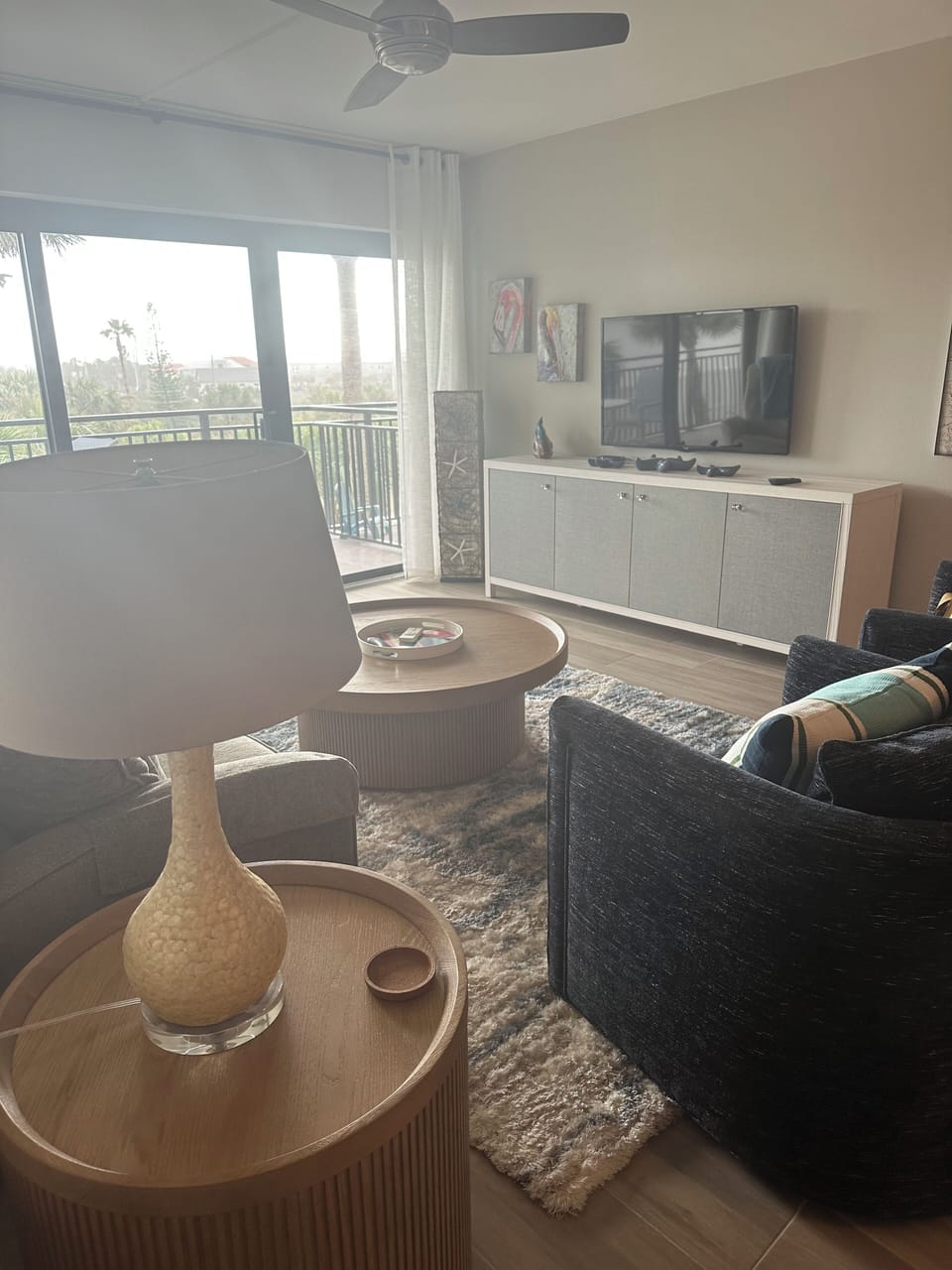 New end table, rug and credenza