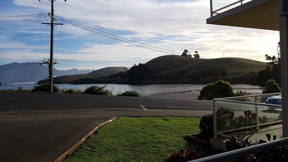 View from outdoor porch across Latham Bay