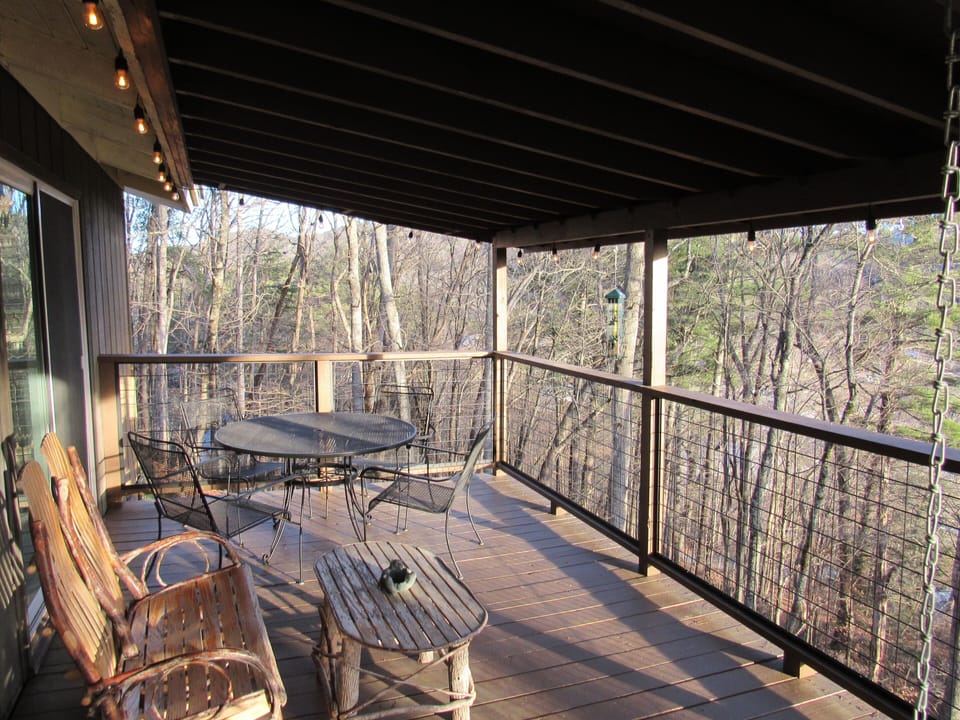 Private back deck overlooking Downtown Banner Elk