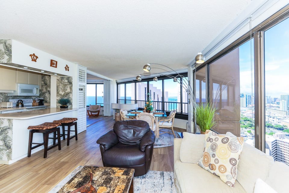 Expansive living and dining area