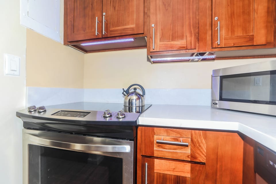 Updated kitchen with stainless steel appliances