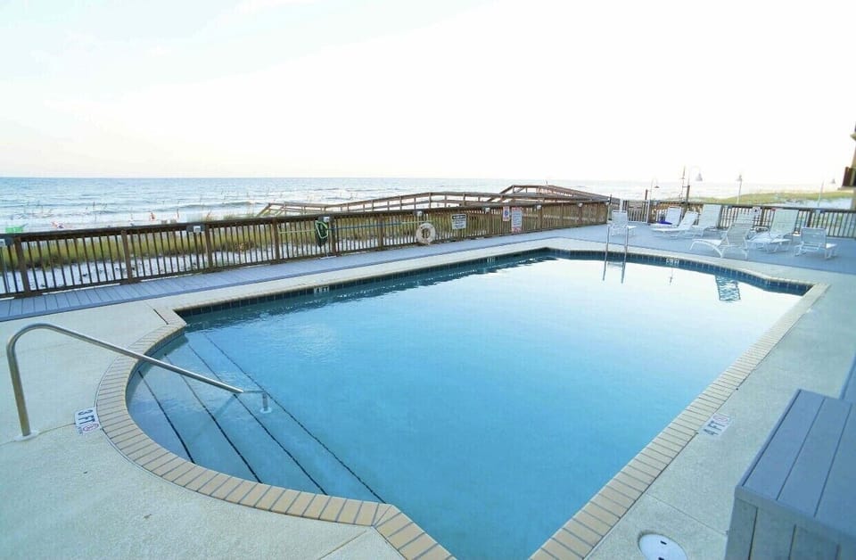 The oceanfront pool is so beautiful! Step off the patio and the pool is waiting