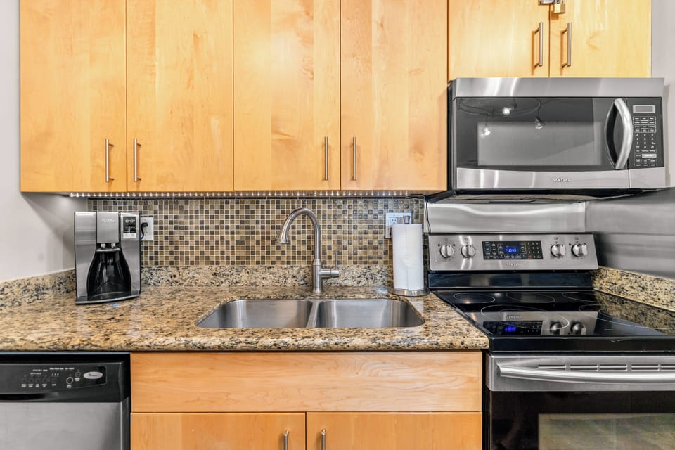 Stainless steel appliances.
