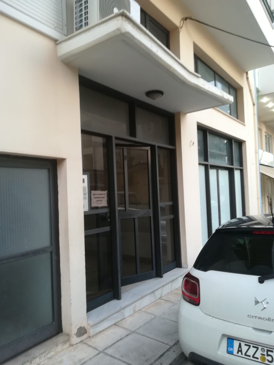 the main entrance of the building