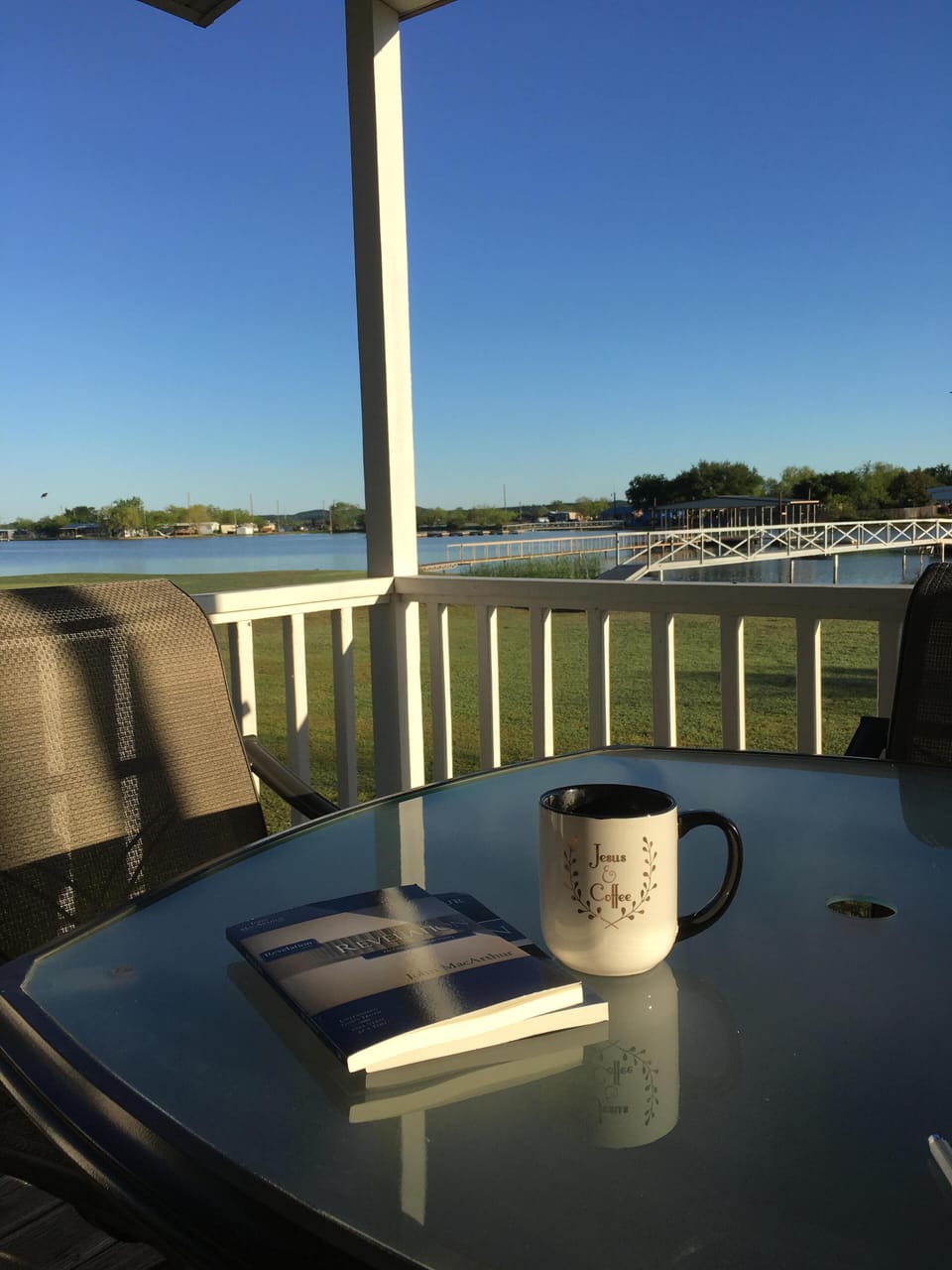 Coffee on the front porch of the main house! 