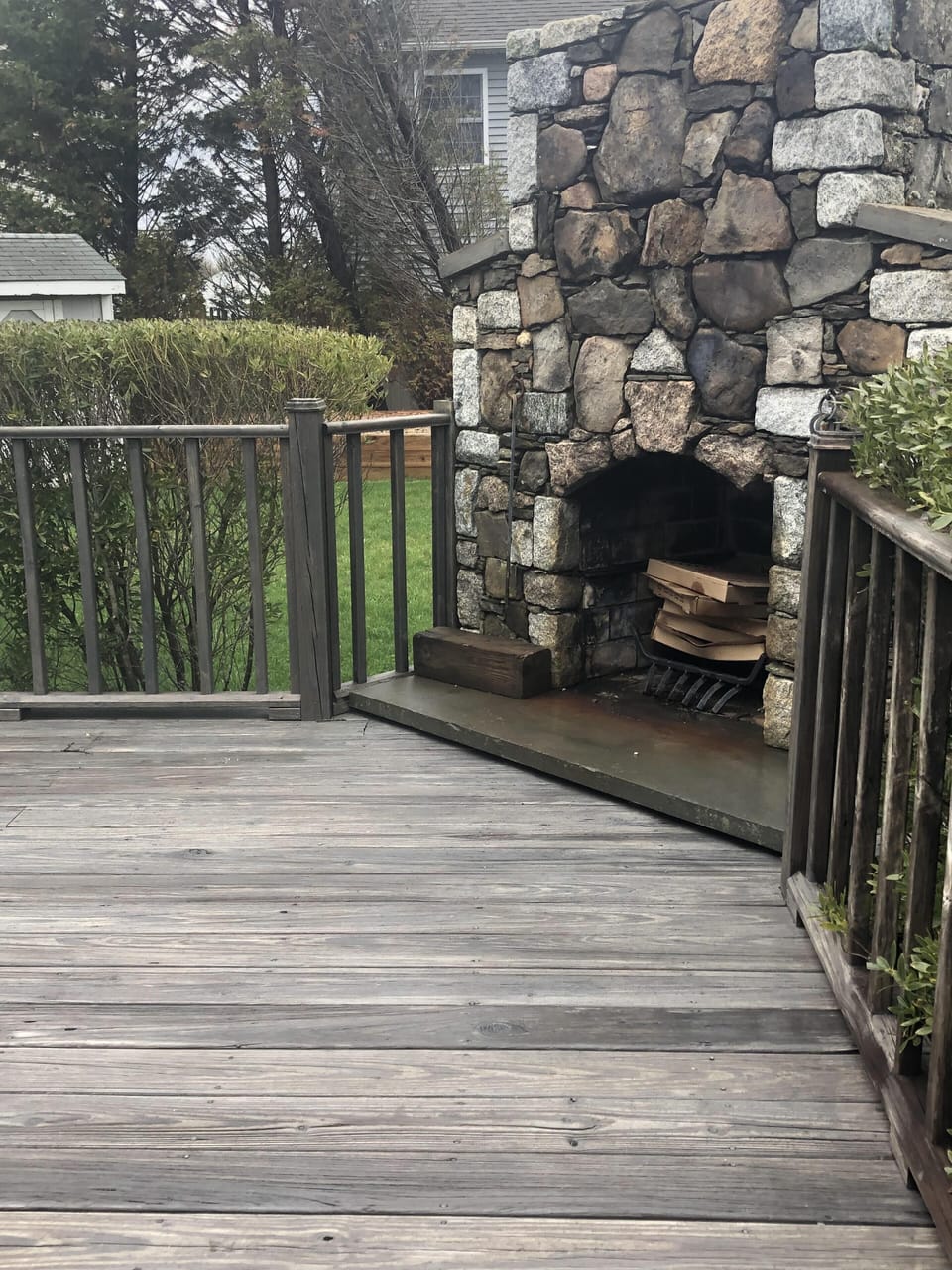 Outdoor fireplace for toasting marshmallows, evening cocktail, or morning coffee