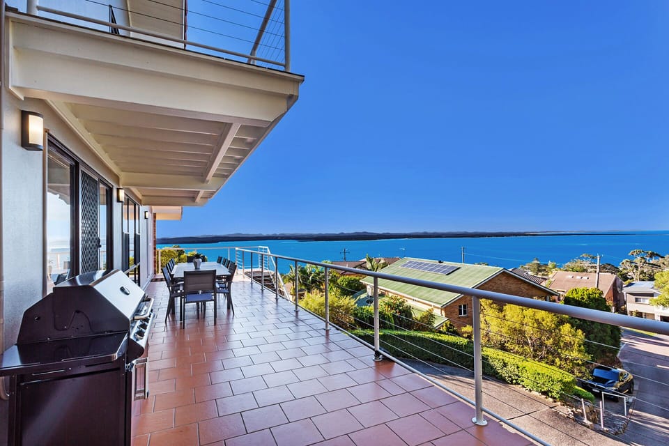 Large private balcony with incredible views of Port Stephens and beyond